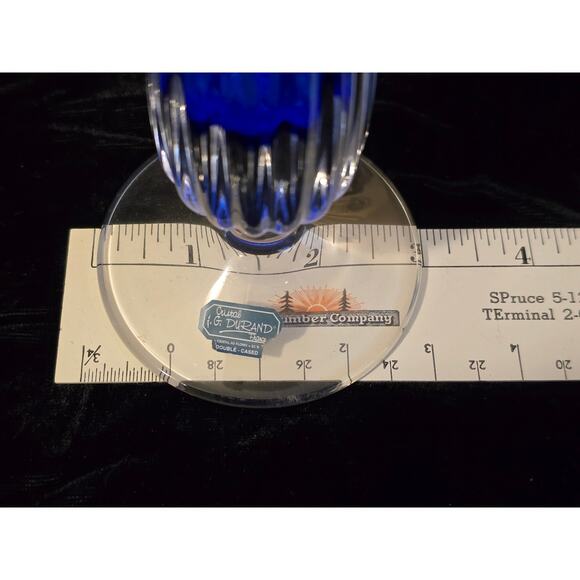 J.G. Durand Set of‎ 2 Leaded Crystal Double Cased Vases 12"/10" Cobalt Blue - Picture 9 of 9